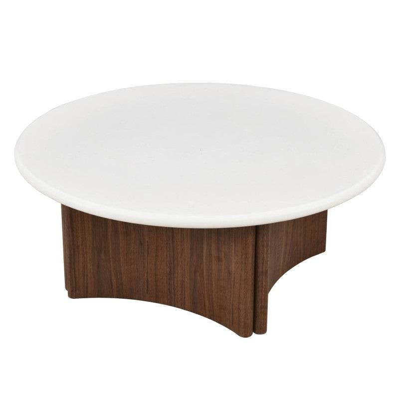 Couchtisch ARLO 80 cm, weiß-Nussbaum