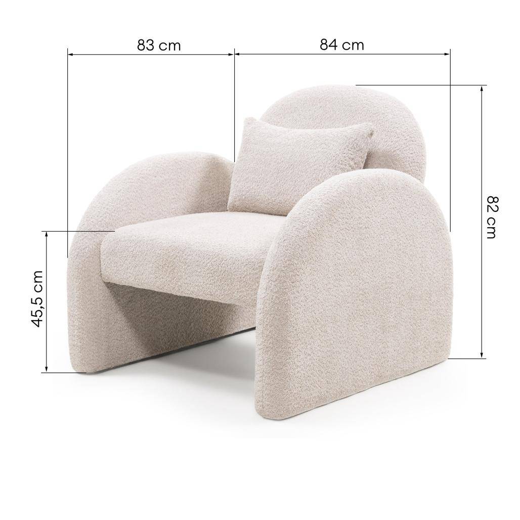 Poltrona Relax JADA, Beige Chiaro, Forma Arrotondata