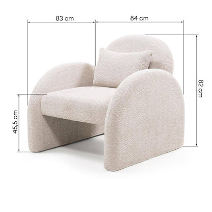 Poltrona Relax JADA, Beige Chiaro, Forma Arrotondata