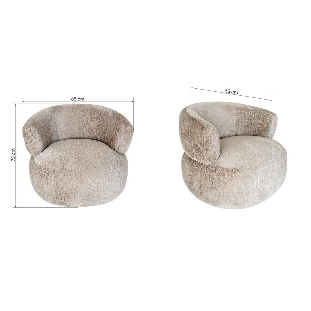 Poltrona girevole CORNEL, forme arrotondate, beige