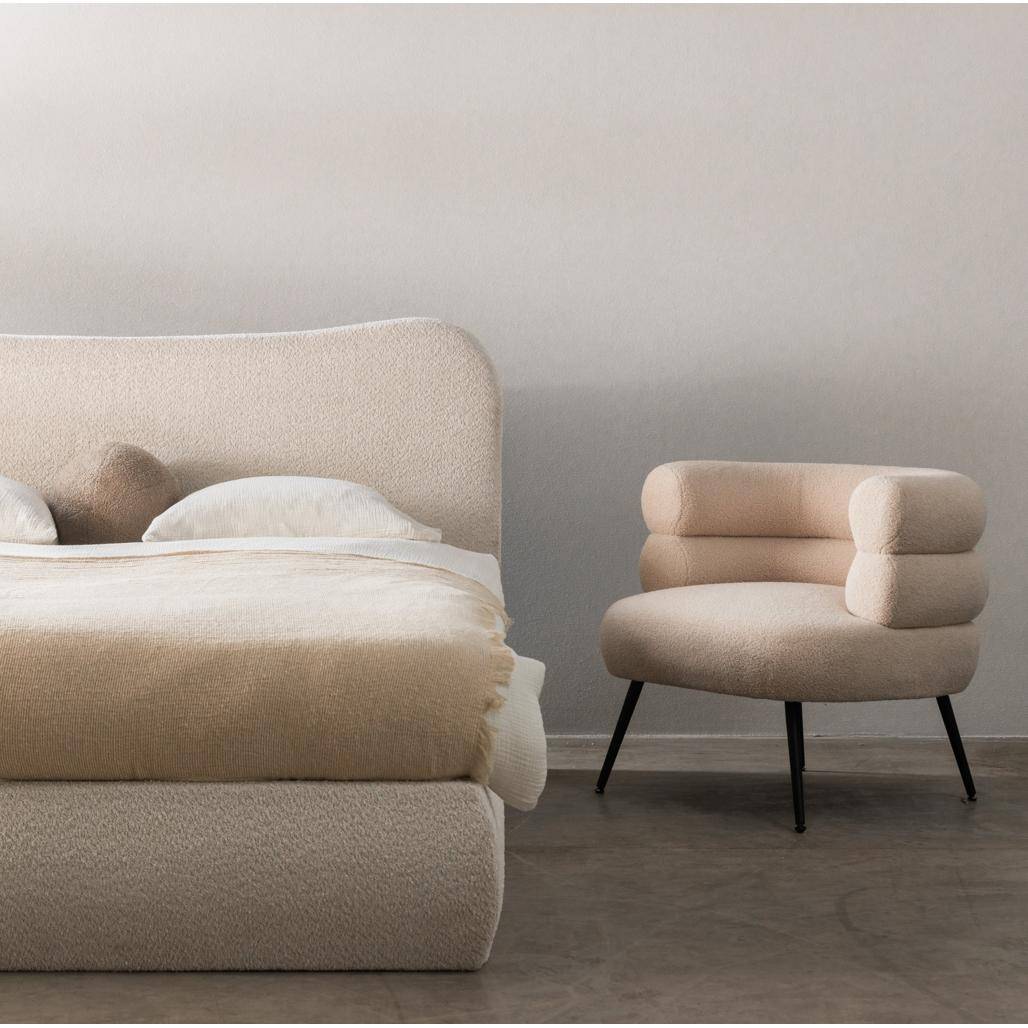 Letto imbottito DOMINIQUE 160x200 cm, beige