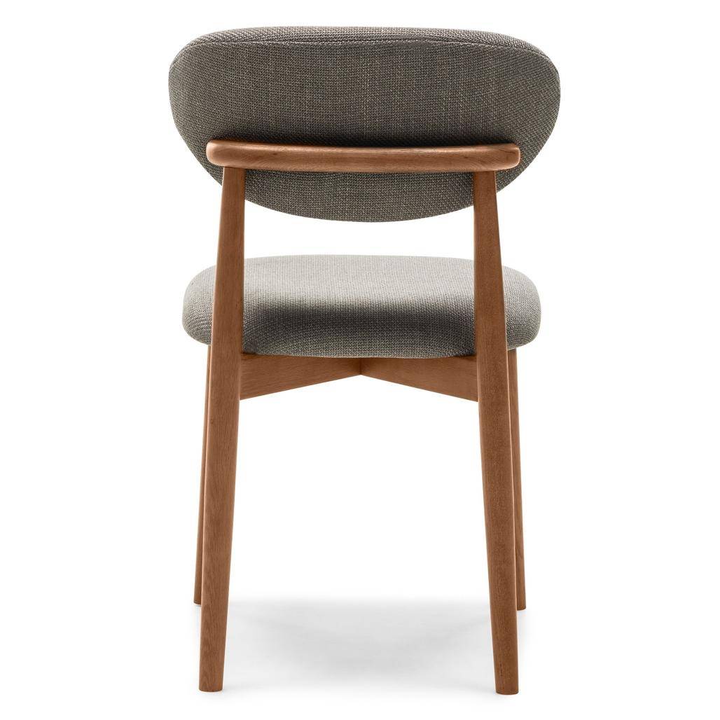 Sedia rivestita MIA, grigio scuro/noce