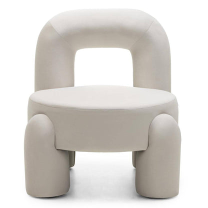 Poltrona LUCCA, velluto crema, forme arrotondate