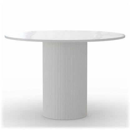 Tavolo da pranzo MALENA rotondo, effetto marmo bianco