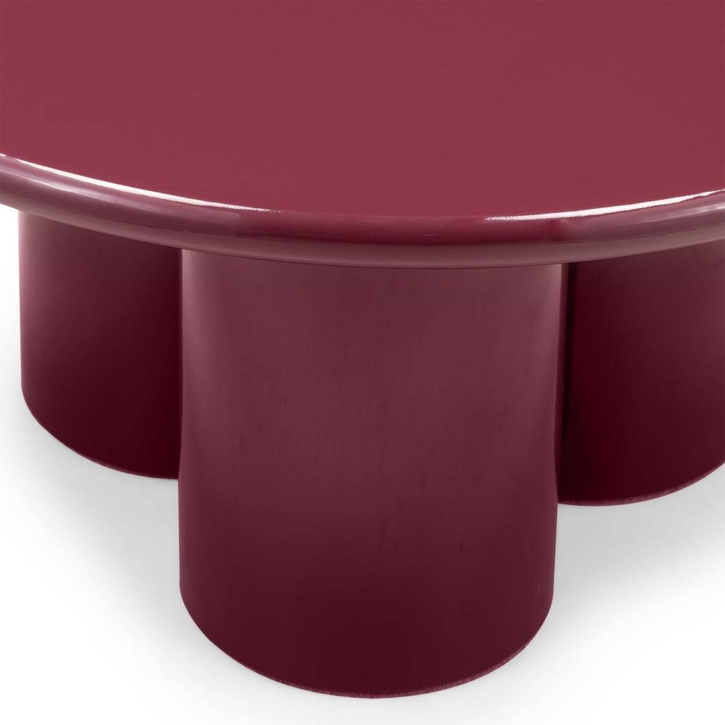 Tavolino BURGUN 80 cm, bordeaux, finitura lucida