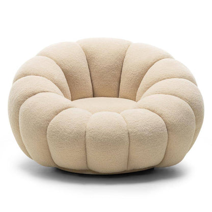 Poltrona girevole LOEL beige, bouclé, forme arrotondate