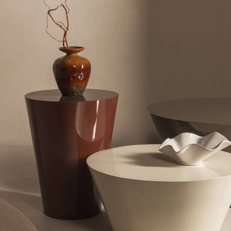 Beistelltisch ELISSA Ø60 cm, creme-weiß, hochglänzend