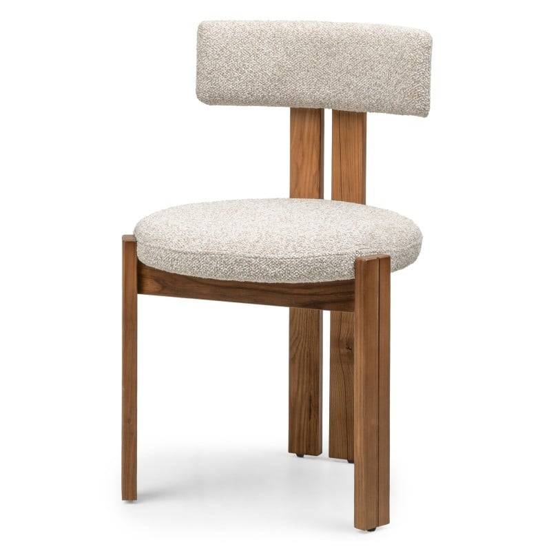 Stuhl MARTIN Beige-Creme Nussbaum-Beine