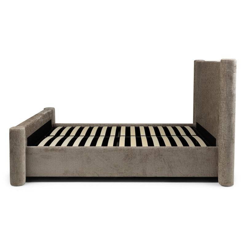 Letto ZENNA imbottito 160x200 cm, beige con contenitore