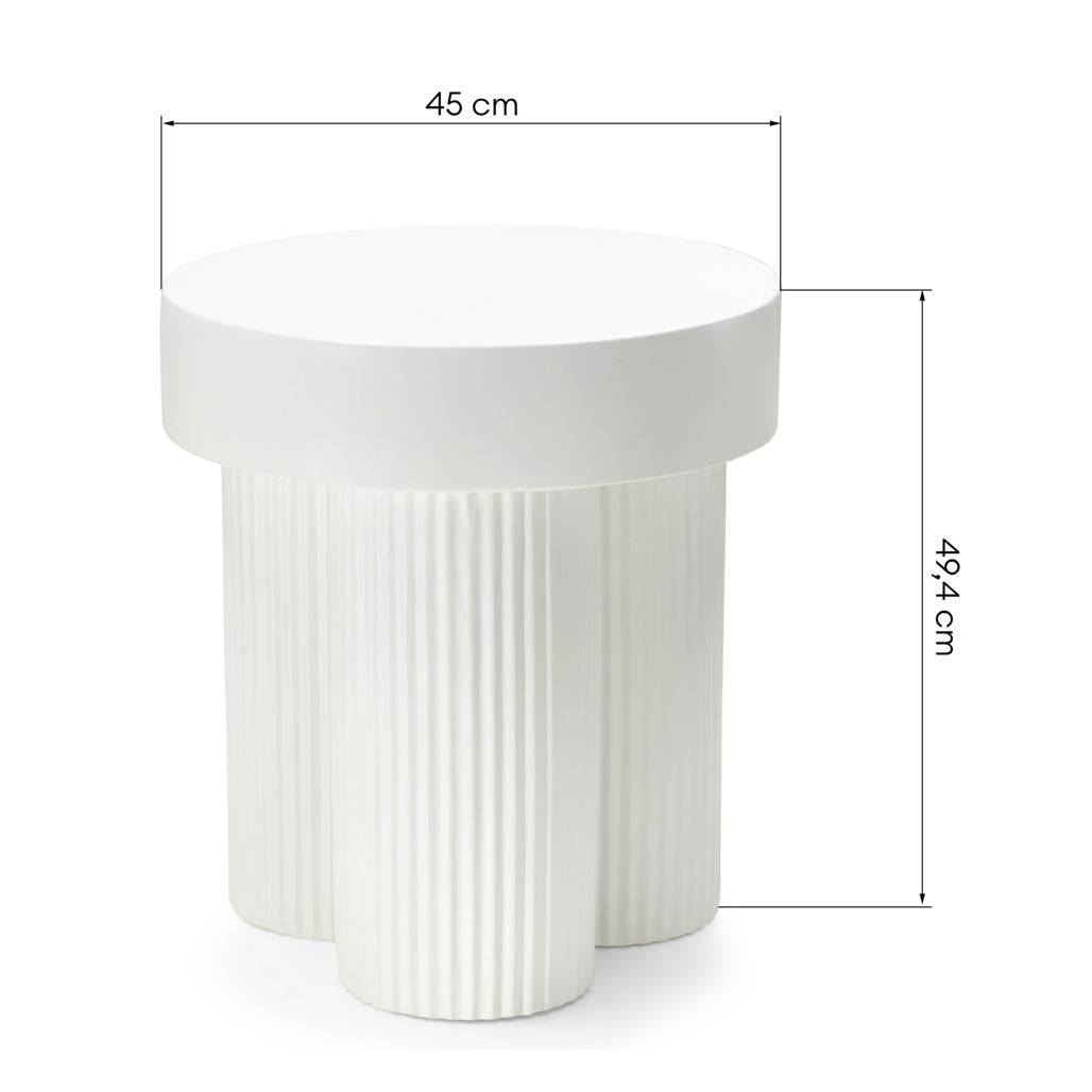 Tavolino RIGATO 45 cm, tondo, bianco, rigato