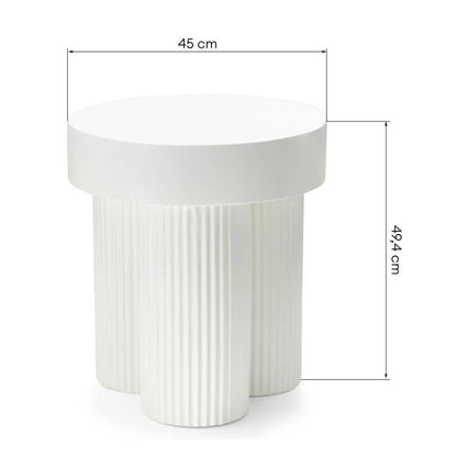 Tavolino RIGATO 45 cm, tondo, bianco, rigato