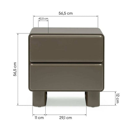 Comodino AGOS con cassetti, verde/grigio, forme arrotondate