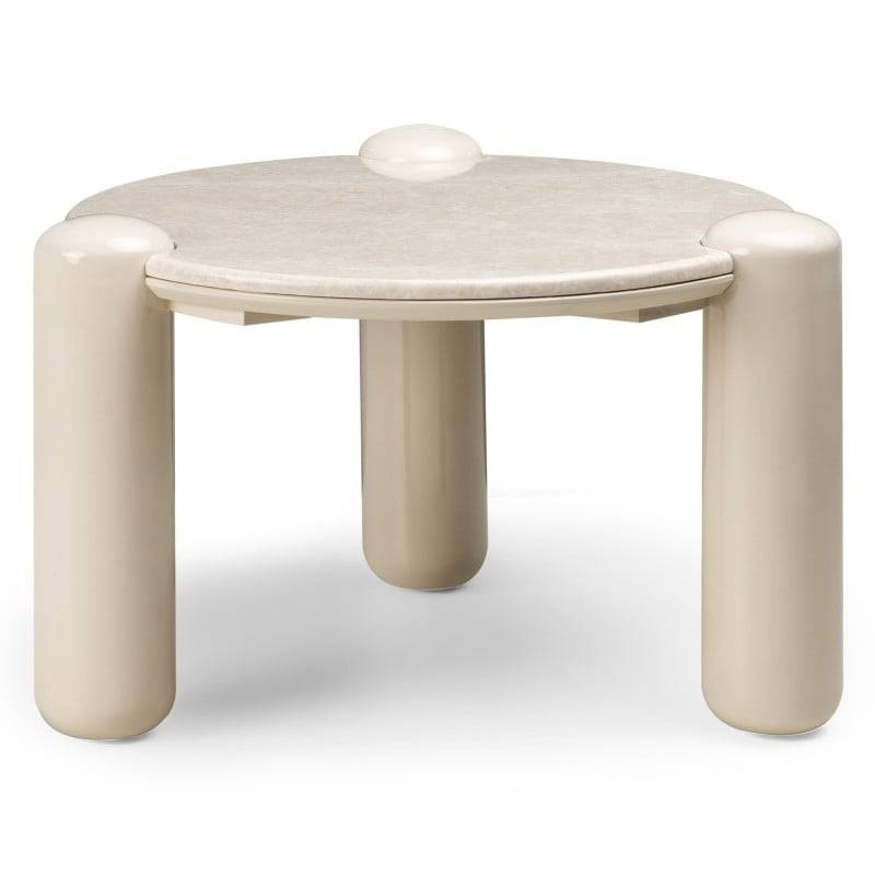 NORREL Tavolino da Caffè 66 cm, Beige Chiaro/Marmo