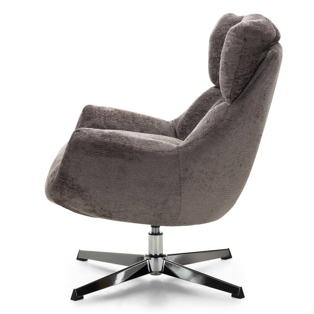 Drehbarer Sessel LUPIN, Taubengrau/verchromte Beine