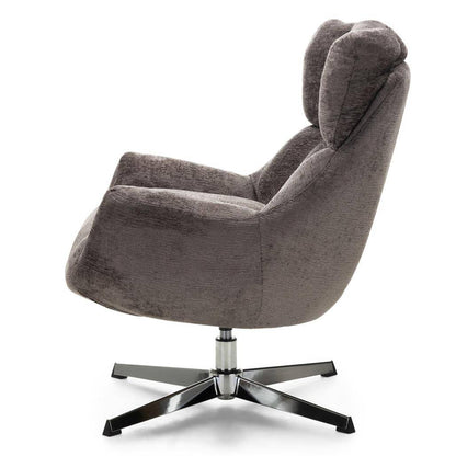 Drehbarer Sessel LUPIN, Taubengrau/verchromte Beine
