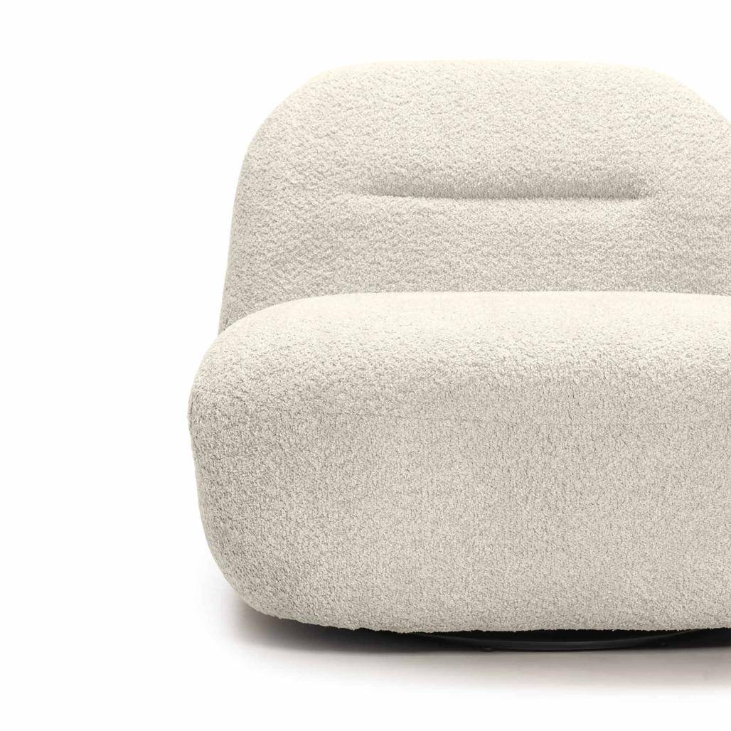 Poltrona lounge BOCHIC con base girevole, crema