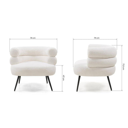 Poltrona MAGNIFIQUE avorio, forme arrotondate, gambe nere