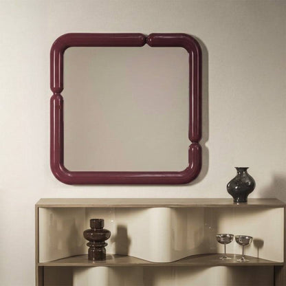 AVIN Wandspiegel quadratisch 90x90 cm, hochglänzend bordeauxrot