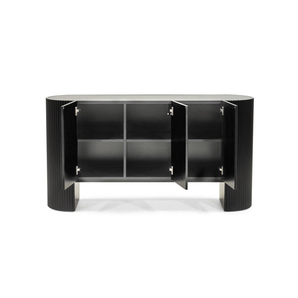 Kommode NOIR schwarz mit gerillter Oberfläche