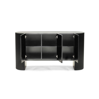 Kommode NOIR schwarz mit gerillter Oberfläche
