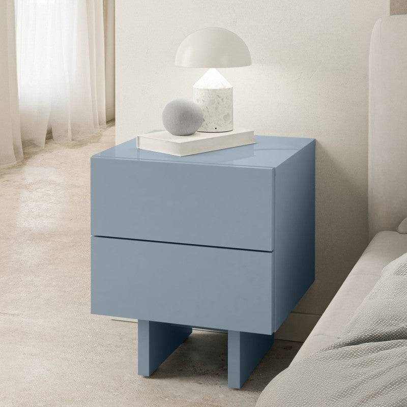 Comodino GLAM, blu fumé, lucido