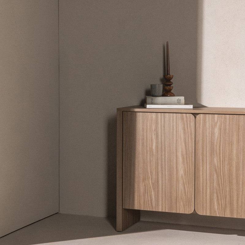 Cassettiera OKU a due ante, rovere perlato