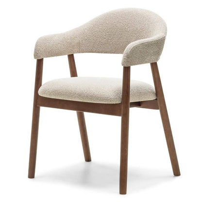 Polsterstuhl LARIS Beige Bouclé/Nussbaum