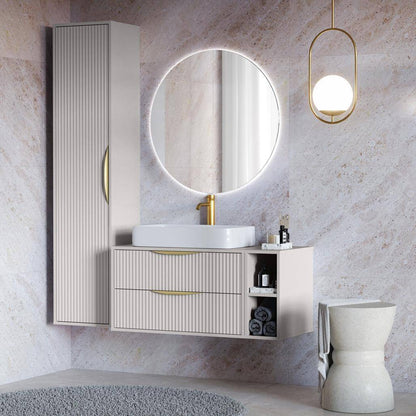 Mobile bagno ANVERS, rigato, maniglia oro, cashmere