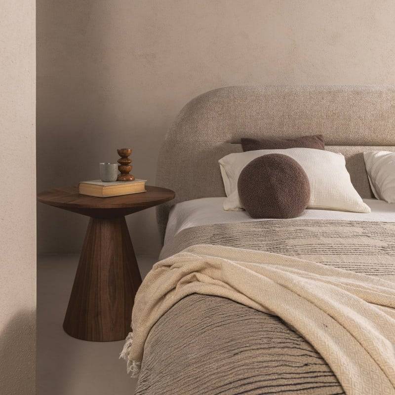 Letto imbottito MALANEL 160x200 cm, beige chiaro, arrotondato