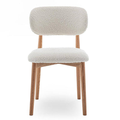 Gepolsterter Stuhl MIA, weiß, Bouclé/Eiche
