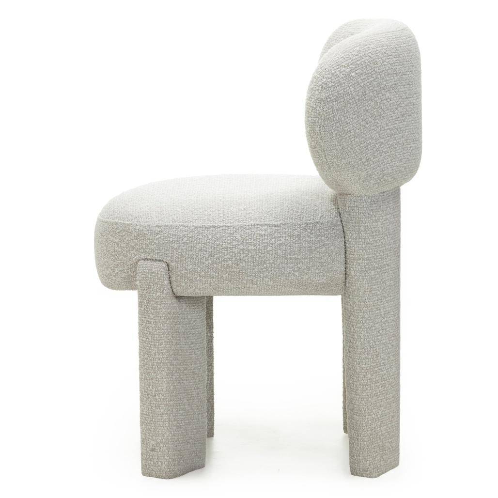 Sedia imbottita SAMMA, beige e grigio, bouclé