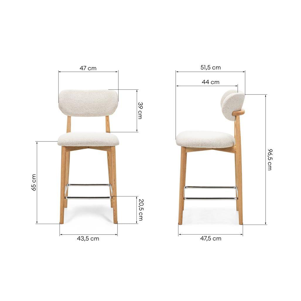 Hocker MIA, cremefarben, Eiche