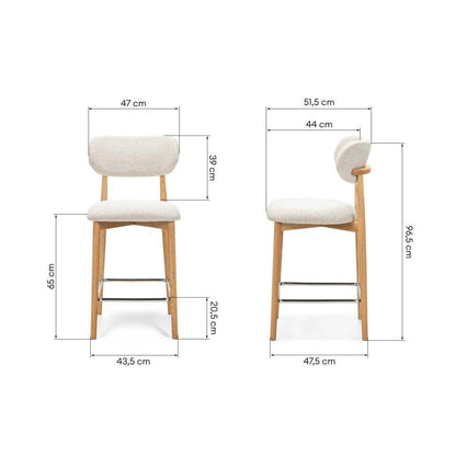 Hocker MIA, cremefarben, Eiche