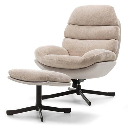 Poltrona Girevole UNO, beige con poggiapiedi
