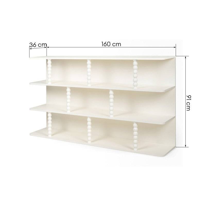 Scaffale basso PERLEN bianco, supporti a sfera