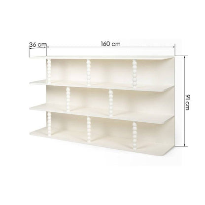 Scaffale basso PERLEN bianco, supporti a sfera