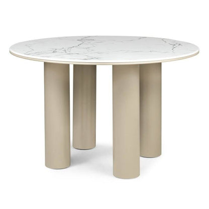 BEJRO Tavolo da Pranzo 120 cm Rotondo Beige Scuro