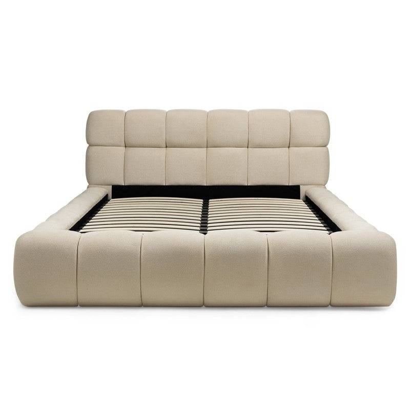 Letto NEXTO imbottito 160x200 cm, beige chiaro con contenitore