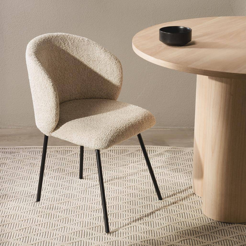 Esszimmerstuhl LUEUR, beige, schwarze Beine
