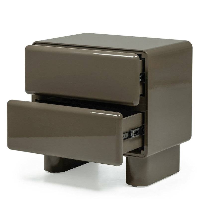 Comodino AGOS con cassetti, verde/grigio, forme arrotondate