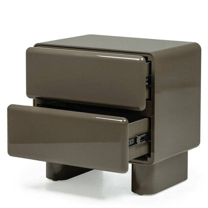 Comodino AGOS con cassetti, verde/grigio, forme arrotondate