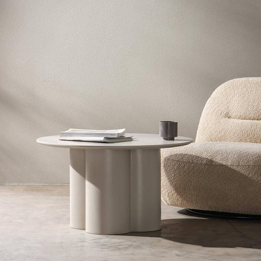Tavolino Caffè LAVANO 80 cm, tondo, grigio beige