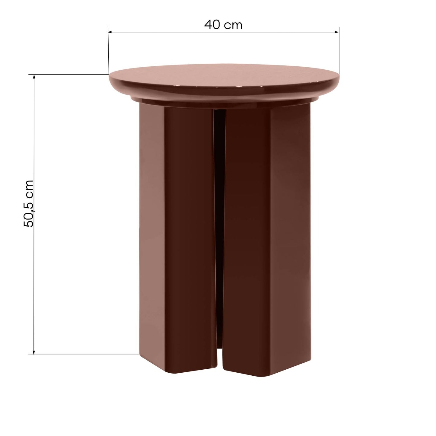 Tavolino Laterale RIEB 40 cm Borgogna Lucido