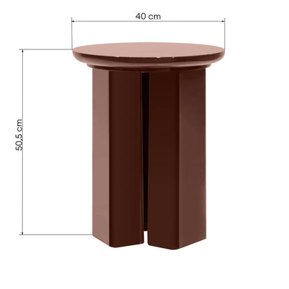 Tavolino Laterale RIEB 40 cm Borgogna Lucido