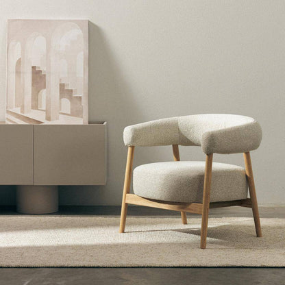 Sessel MUE hellbeige mit Eichenholz