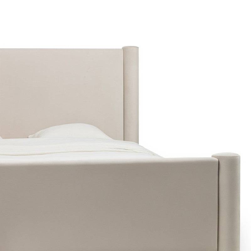 Gepolstertes Bett ZENNA 160x200 cm, hellbeiger Samt