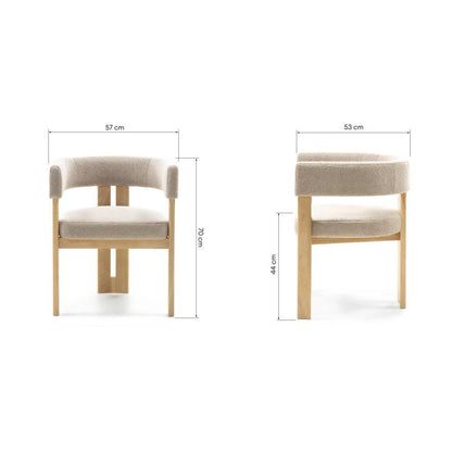 Sedia da Pranzo HARRIS, Legno, Crema Boucle