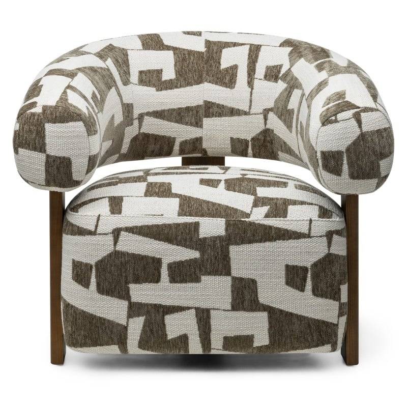 Sessel ANNABEL, olive-creme/nussbaum, abgerundete Formen