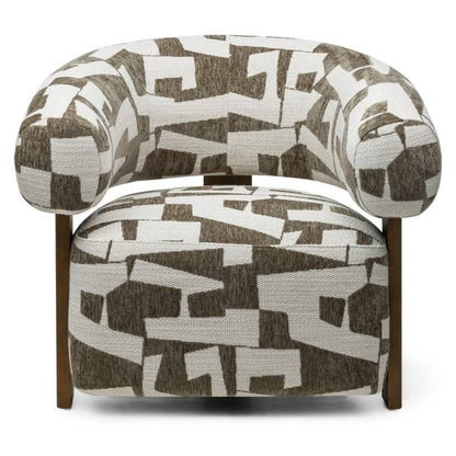 Sessel ANNABEL, olive-creme/nussbaum, abgerundete Formen