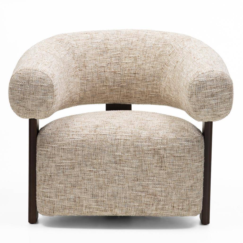 Sessel MONIQUE, Beigegrau/Nussbaum, abgerundete Formen